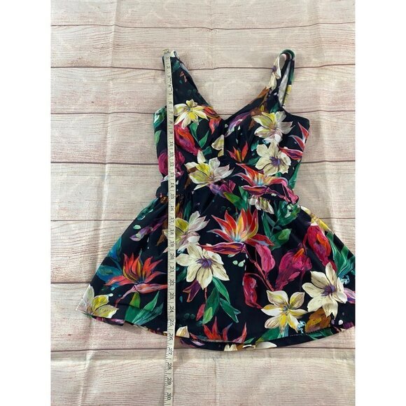 Maxine Of Hollywood Women's Black Floral Skirtini One Piece - 8 - Picture 2 of 12